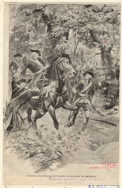 General Braddock wounded near Fort Du Quesne