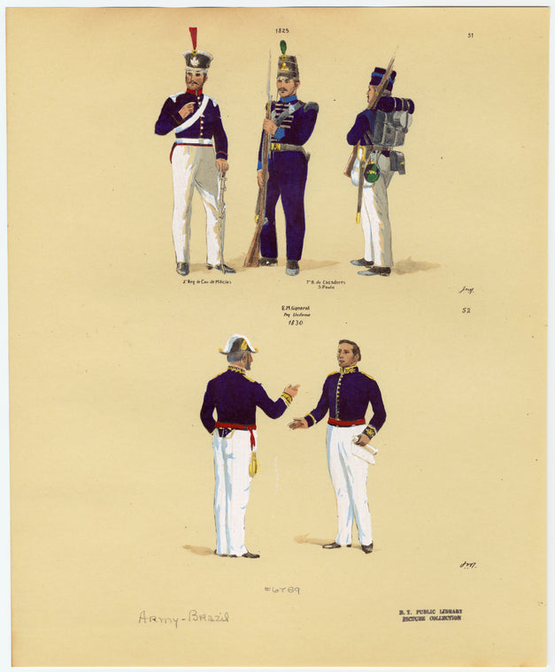 Brazilian military uniforms, 1825 and 1830