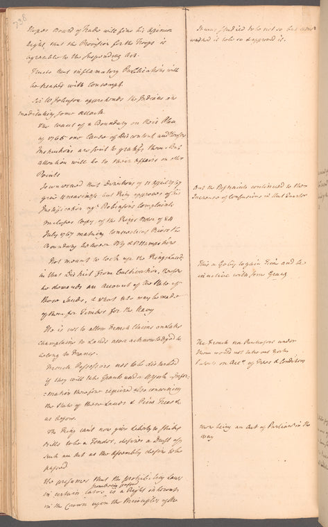 Notes and extracts from public letters to Sir Henry Moore dating from 1767 to 1769