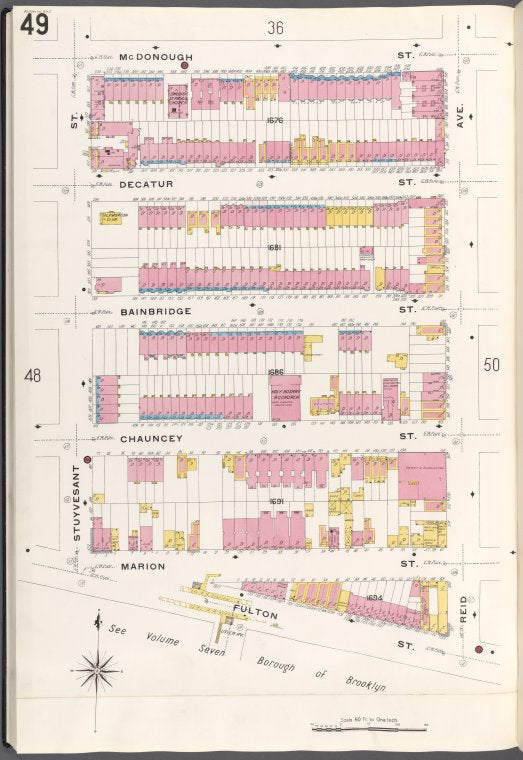 Brooklyn V. 5, Plate No. 49 [Map bounded by McDonough St., Reid Ave., Fulton St., Stuyvesant St.]