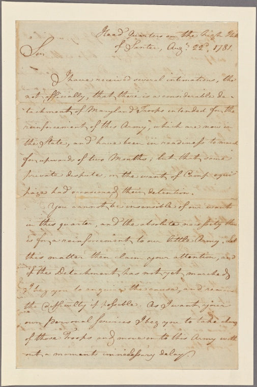 Letter to Gen. [Mordecai] Gist