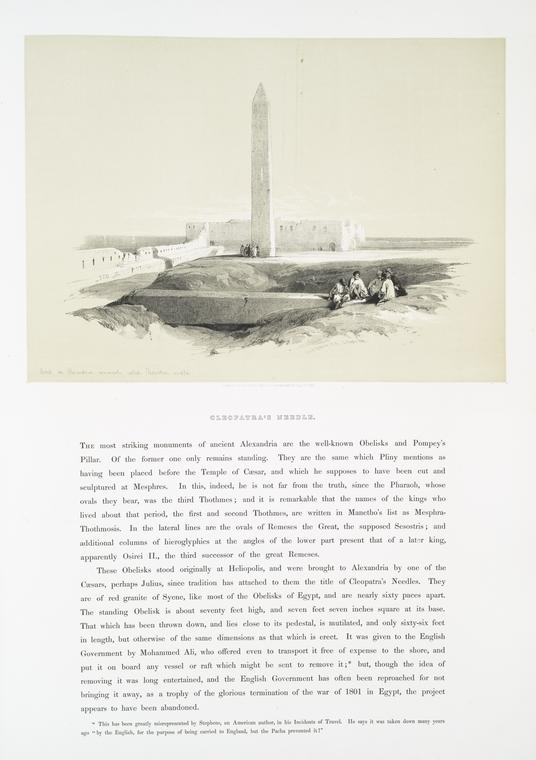 Obelisk at Alexandria, commonly called Cleopatra's needle.