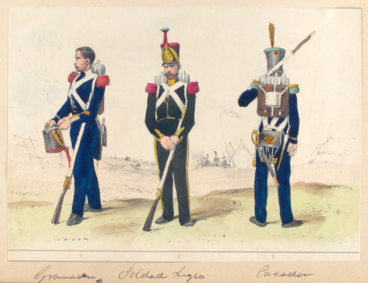 1. Granadero, 2. Soldado Ligero, 3. Cazador