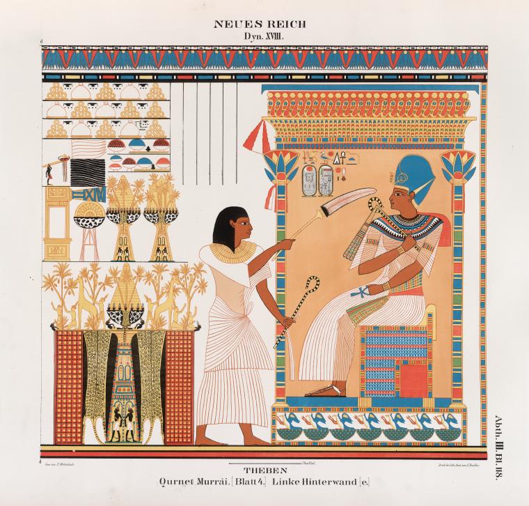 Neues Reich. Dynastie XVIII. Theben [Thebes]. Qurnet Murrâi [Blatt 4],  linke Hinterwand [e].