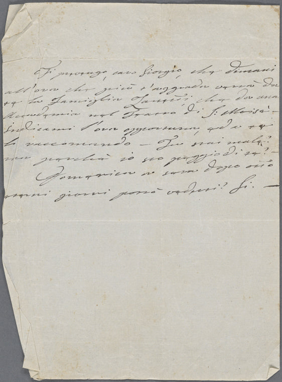 Autograph letter unsigned to Lord Byron, ?January-?March 1818