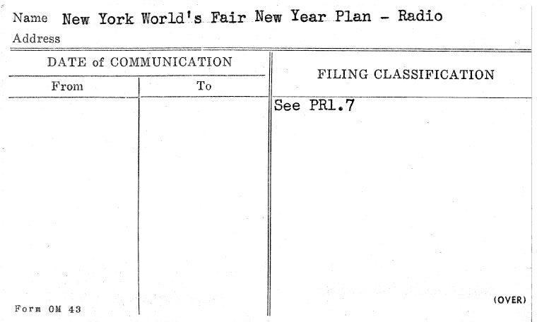 New York World's Fair New Year Plan - Radio