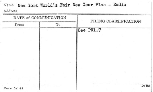 New York World's Fair New Year Plan - Radio