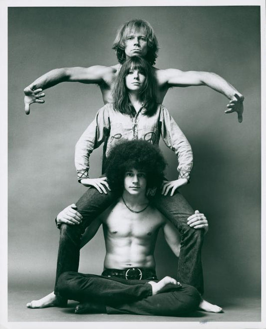 Publicity photo of Barry McGuire, Diane Keaton, and Steve Curry in the stage production Hair