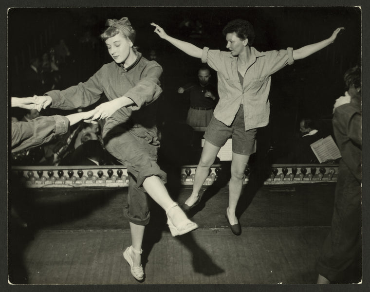 Mary Martin (Nellie Forbush), right, in rehearsal for South Pacific