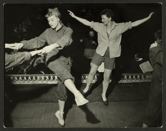 Mary Martin (Nellie Forbush), right, in rehearsal for South Pacific