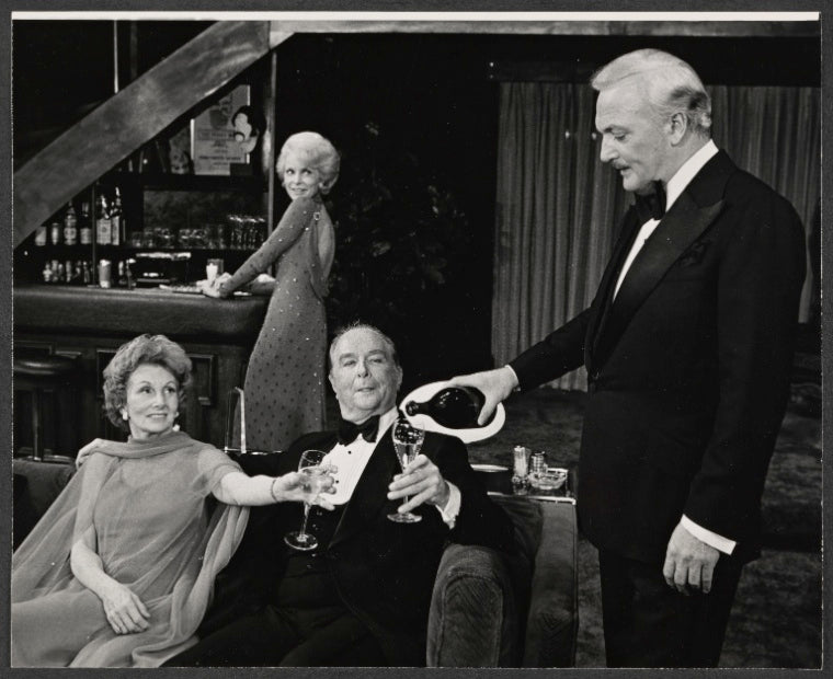 Jane Hoffman, Janet Leigh, Richard Woods and Jack Cassidy in the stage production Murder Among Friends