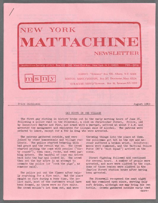 New York Mattachine Newsletter