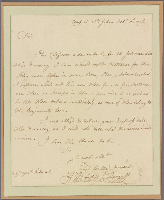 Letter to Gen. Riedesel