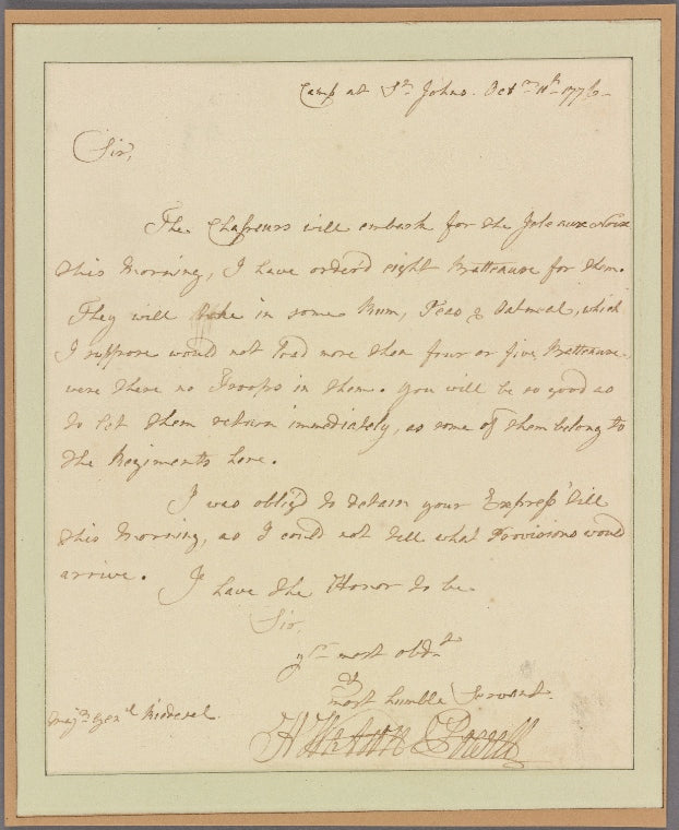 Letter to Gen. Riedesel