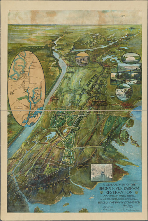 A general view of the Bronx River Parkway Reservation. [Bird's eye view].