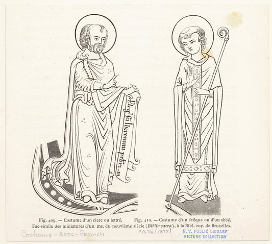 Costume d'un clerc ou lettré ; Costume d'un évêque ou d'un abbé