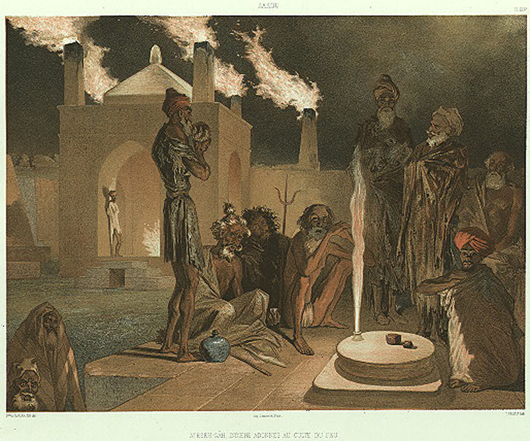 Bakou. Ateseh-Gah, Indiens adonnes au culte du feu.