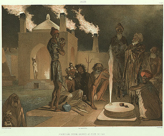 Bakou. Ateseh-Gah, Indiens adonnes au culte du feu.