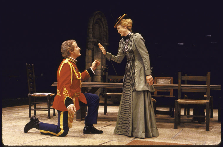Actors Victoria Tennant & Nicolas Coster in a scene fr. the Circle in the Square production of the play "Getting Married." (New York)