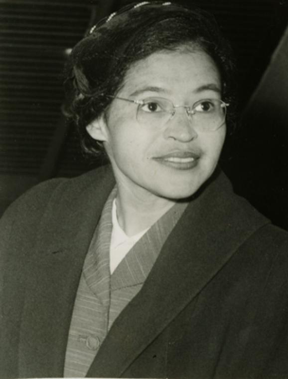 Candid portrait of civil rights activist Rosa Parks