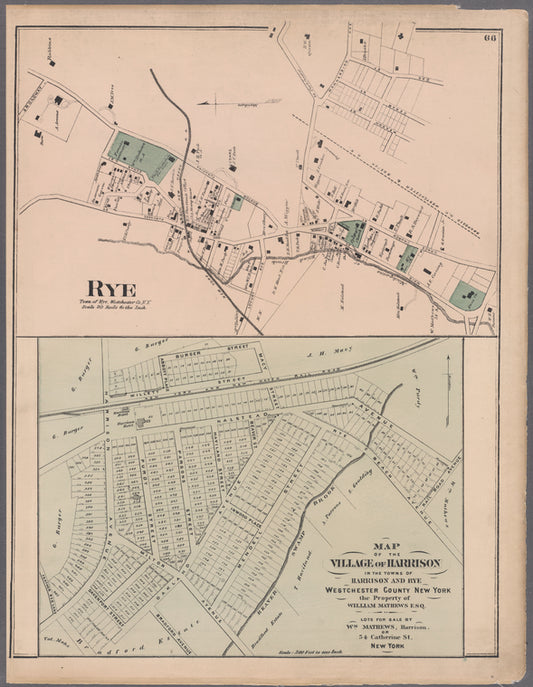 Plate 66: Rye, Town of Westchester Co. N.Y. - Map of the Village of Harrison, in the towns of Harrison and Rye, Westchester County N.Y.
