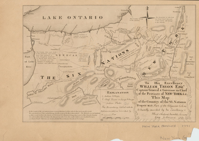 New York province. Map of the country of the VI nations proper with part of  the adjacent colonies.