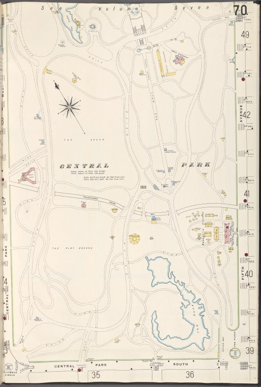 Manhattan, V. 6, Plate No. 70 [Map bounded by 5th Ave., Central Park South, Central Park West]