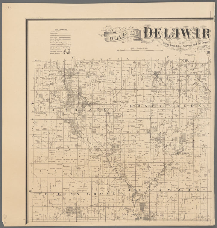 Map of Delaware County, Iowa : drawn from actual surveys and the county records