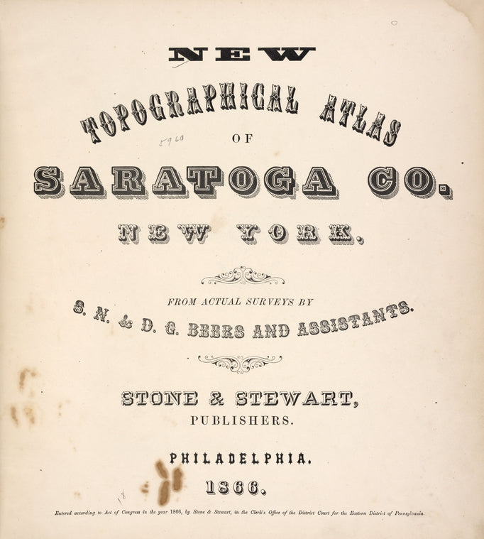 New topographical atlas of Saratoga Co., New York