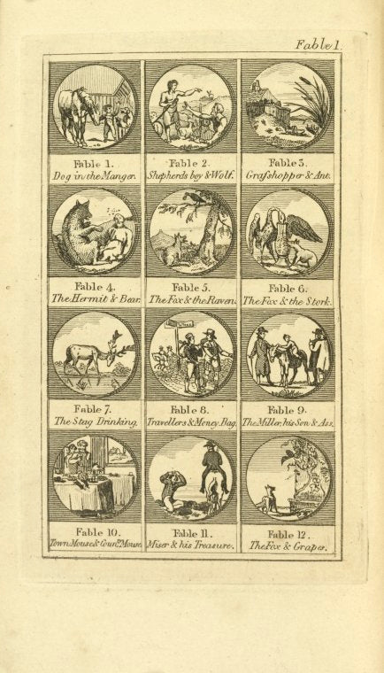 Fables anciennes et modernes [Plate for fables 1-12].
