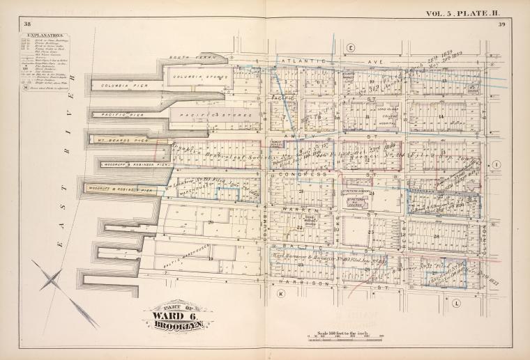 Map bound by Atlantic Ave., Clinton St., Harrison St., East River; Including Pacific St., Amity St., Congress St., Verandan Pl., Warren St., Baltic St., Columbia St., Hicks St., Henry St.