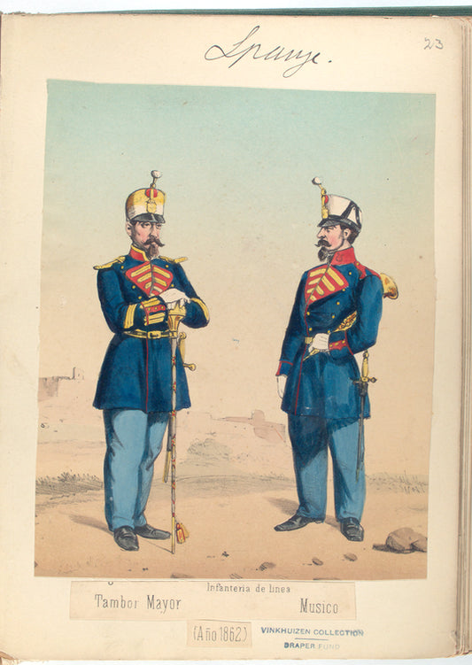 Infanteria de linea. Tambor Mayor, Musico. 1862