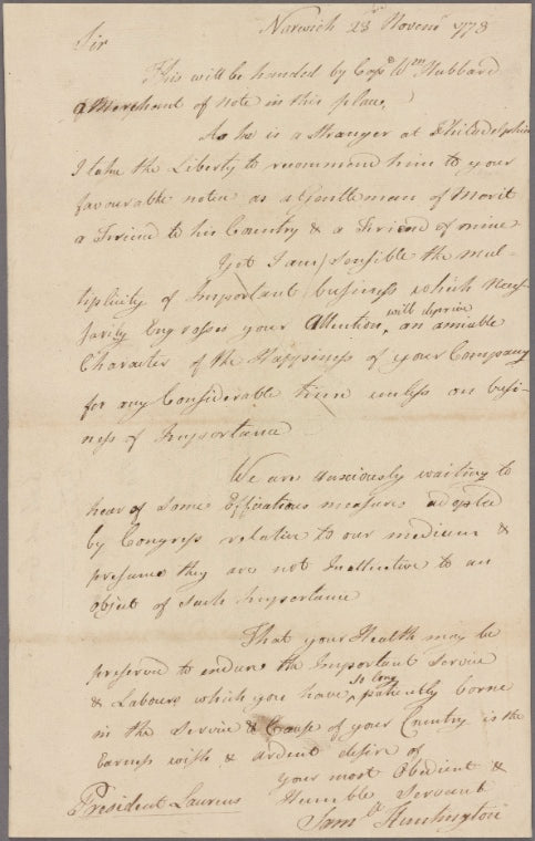 Letter to President Henry Laurens [Philadelphia]