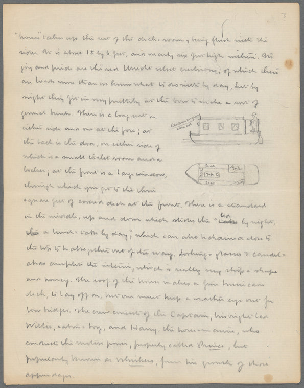 Bowker's manuscript journal from a canal trip on a houseboat with William Black