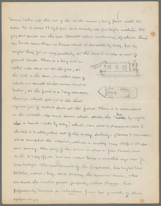 Bowker's manuscript journal from a canal trip on a houseboat with William Black