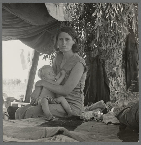 Drought refugees from Oklahoma camping by the roadside. They hope to work in the cotton fields ...