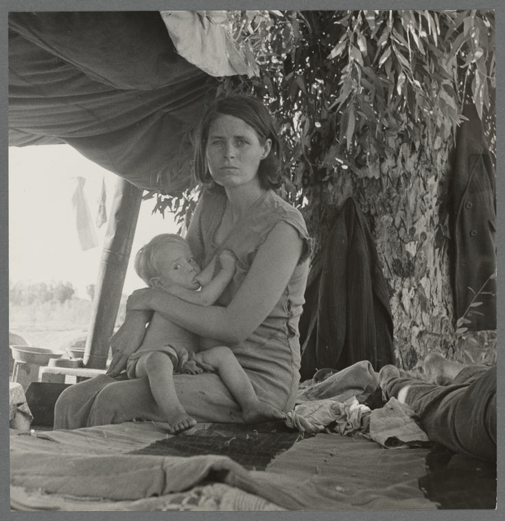 Drought refugees from Oklahoma camping by the roadside. They hope to work in the cotton fields ...