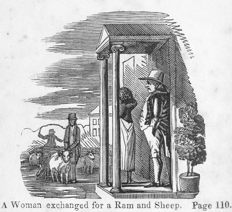 A woman exchanged for a ram and sheep.