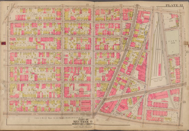 Plate 12 [Map bounded by E. 156th St., St. Anns Ave., E. 149th St., Morris Ave.]