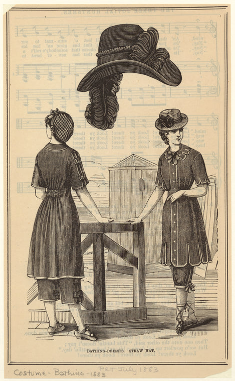 Bathing-dresses ; Straw hat