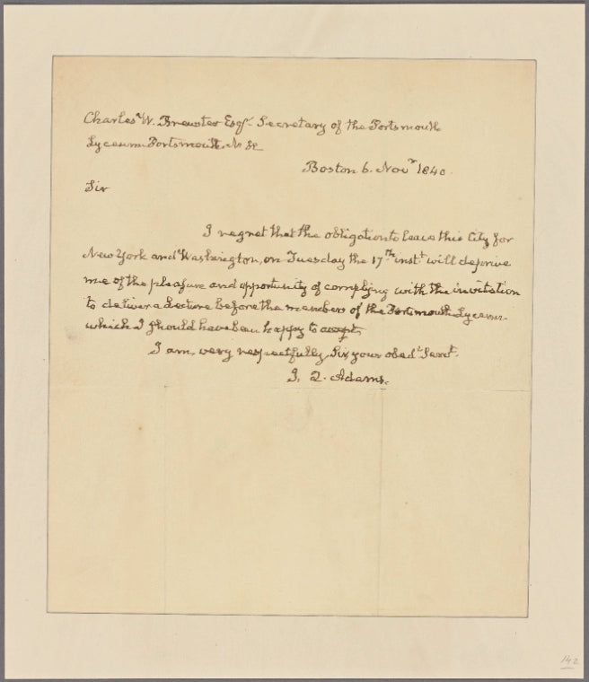 Letter to Charles Warren Brewster, Portsmouth, N. H.