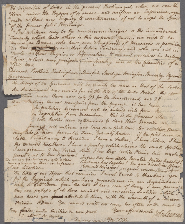 Laurens, John. Chancery Lane. To F. Kinlock