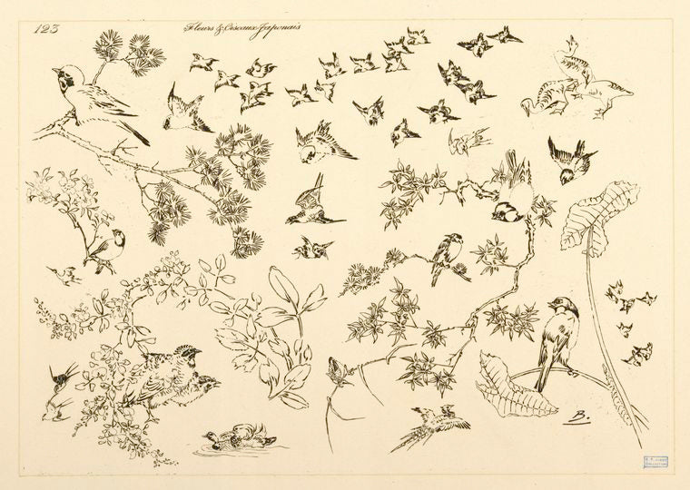 Fleurs et oiseaux japonais.