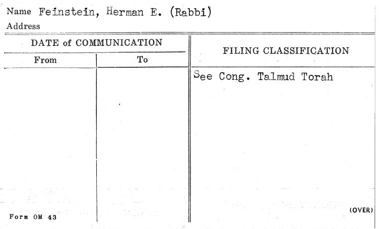 Feinstein, Herman E. (Rabbi)