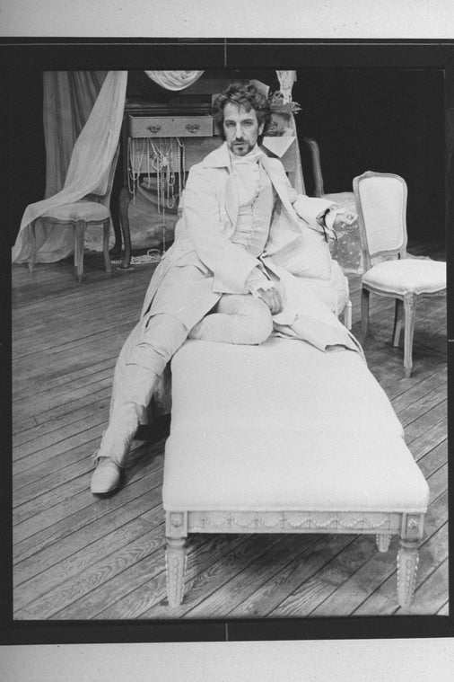 Alan Rickman in a scene from the Broadway production of the play "Les Liaisons Dangereuses"