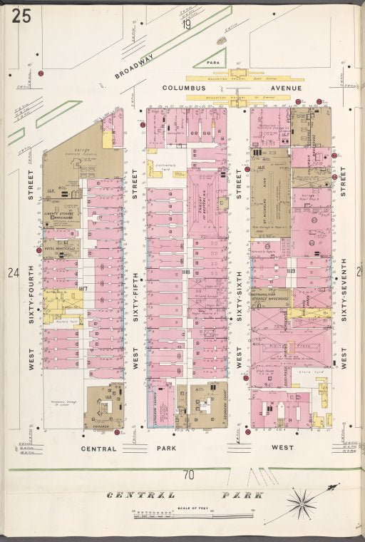 Manhattan, V. 6, Plate No. 25 [Map bounded by Columbus Ave., W. 67th St., Central Park West, W. 64th St.]