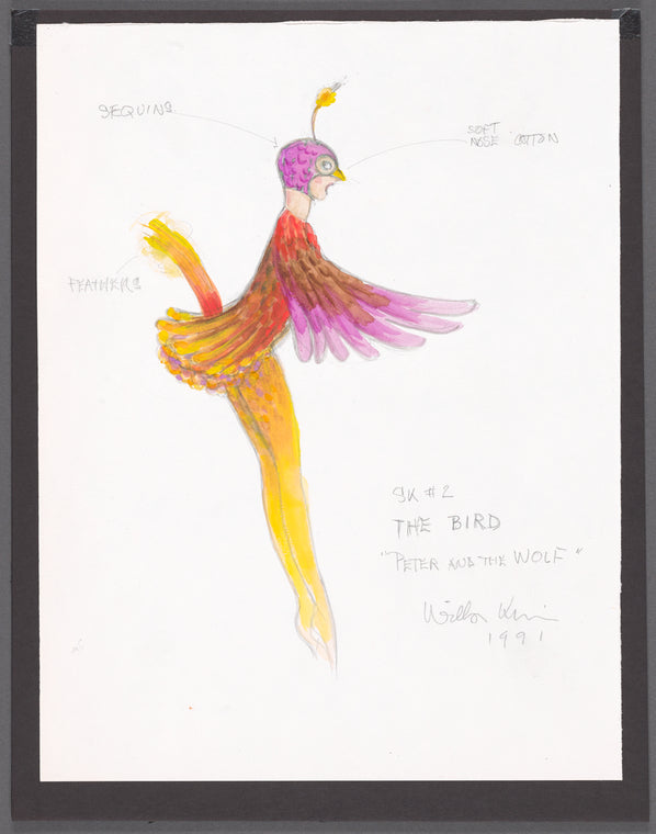 Peter and the Wolf: costume sketch for The Bird