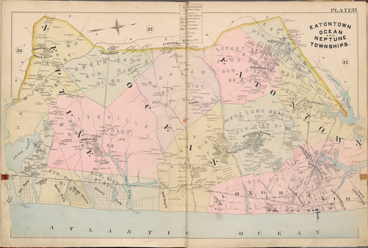 Monmouth County, Double Page Plate No. 33 [Map of Eaton Town, Ocean and Neptune Townships]