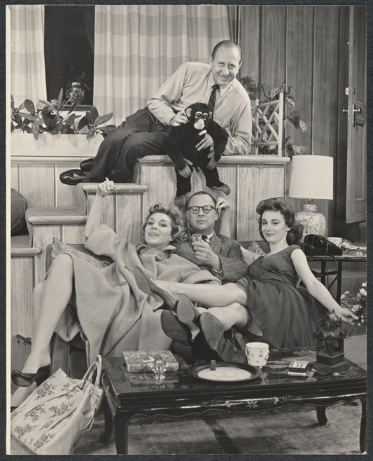 Frederick Brisson [seated above], Nan Martin, Lawrence Roman and Sandra Church in publicity photo for the stage production Under the Yum-Yum Tree