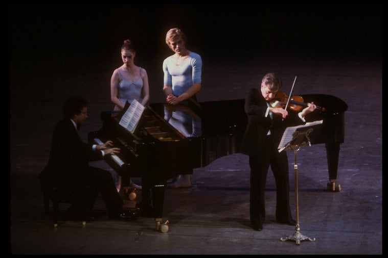 New York City Ballet production of "Duo Concertant" with Suzanne Farrell, Peter Martins and Lamar Alsop (violin), choreography by George Balanchine (New York)